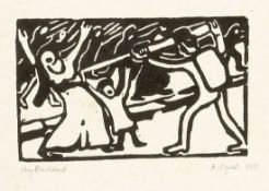 Arthur Segal1875 Jassy - 1944 London - "Das Feindesland" - Holzschnitt/Papier. 9,2 x 15,2 cm, 29,5 x