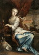 Künstler des späten 17. Jahrhunderts- Die büßende Maria Magdalena - Öl/Lwd. auf Masonitplatte. 103 x