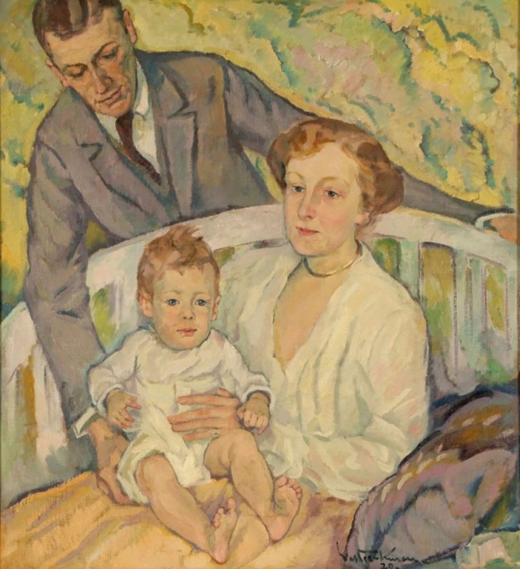 Johann Walter-Kurau1869 Mittau/Kurland - 1932 Berlin - Familie - Öl/Lwd. Randdoubl. 91 x 85 cm.