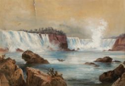 Friedrich Perlberg1848 Nürnberg - 1921 München - "Niagara-Falls" - Gouache/Papier. 49 x 70 cm. Sign.