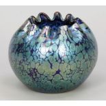 Kugelige Vase mit 10-fach eingedrücktem Lippenrand - cobalt Papillon, SilbergelbkröselJohann