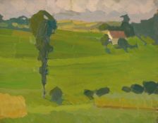Minna Köhler-Roeber1883 Reichenbach - 1957 Friesen - Sommerwiesen - Öl/Lwd. Doubl. 36 x 46 cm. Verso