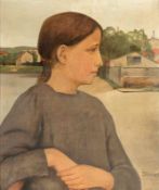 Bernhard Dörries1898 Hannover - 1978 Bielefeld - Junge Frau im Profil - Öl/Lwd. 55,2 x 46 cm.