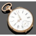 Taschenuhr mit Uhrenkette585er Roségold, gestemp. Zwei-Deckel-Gold. In beiden Deckeln gepunzt: