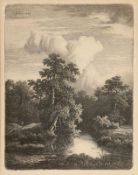 Edmund Koken1814 Hannover  - 1872 Hannover - Flusslandschaft - Radierung/Papier. 18,8 x 14,5 cm,