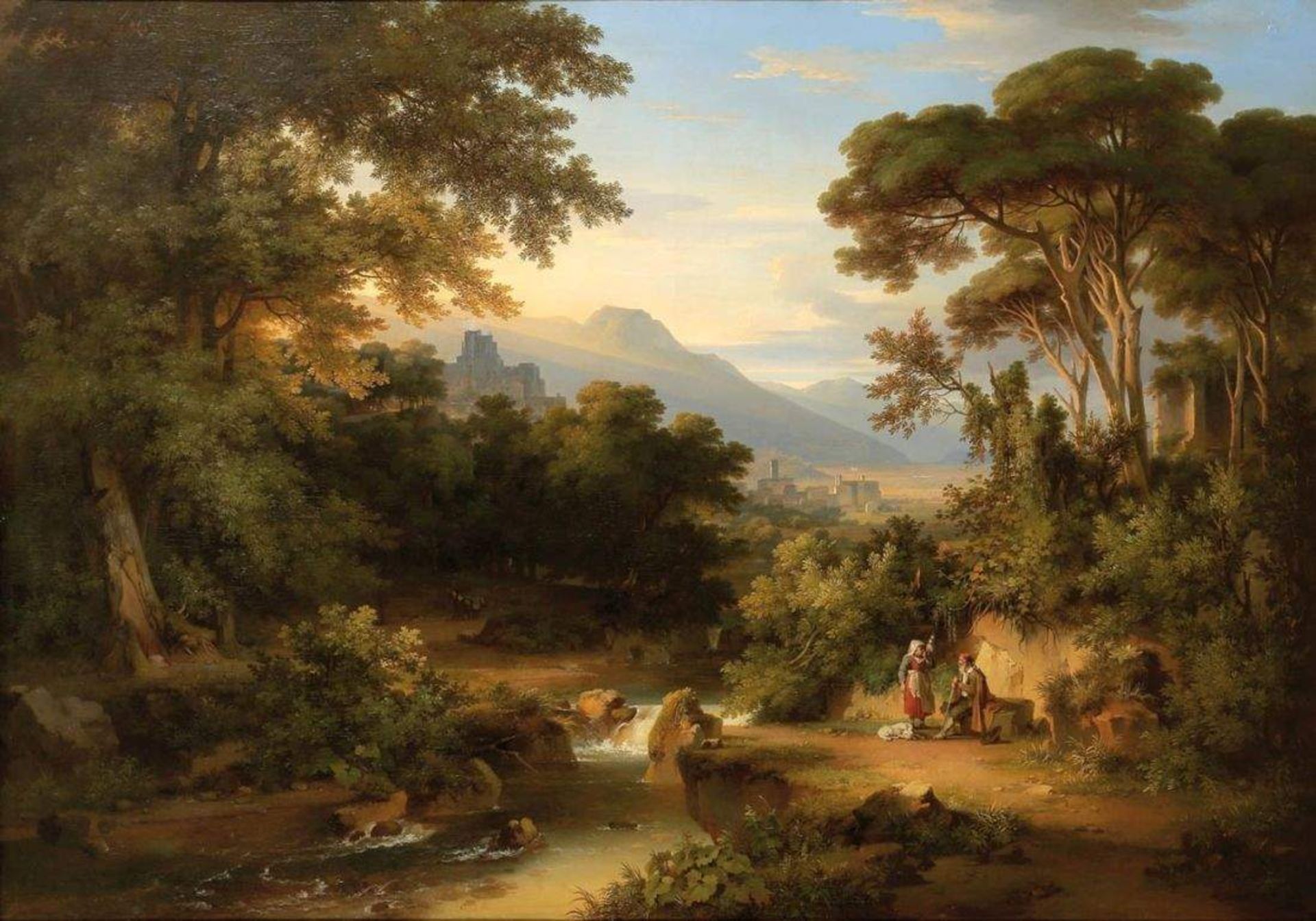 August Wilhelm Julius Ahlborn1796 Hannover - 1857 Rom - "Aussicht nach Subiaco" - Öl/Lwd. Doubl. 128