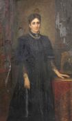 Friedrich Kaulbach1822 Arolsen - 1903 Hannover - Bildnis einer Dame - Öl/Lwd. 160 x 96 cm. Sign.