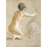 Künstler um 1900- Studie eines weiblichen Aktes - Pastell/grauem Papier. 40 x 29,7 cm. Sign. (