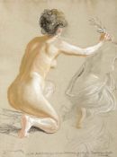 Künstler um 1900- Studie eines weiblichen Aktes - Pastell/grauem Papier. 40 x 29,7 cm. Sign. (