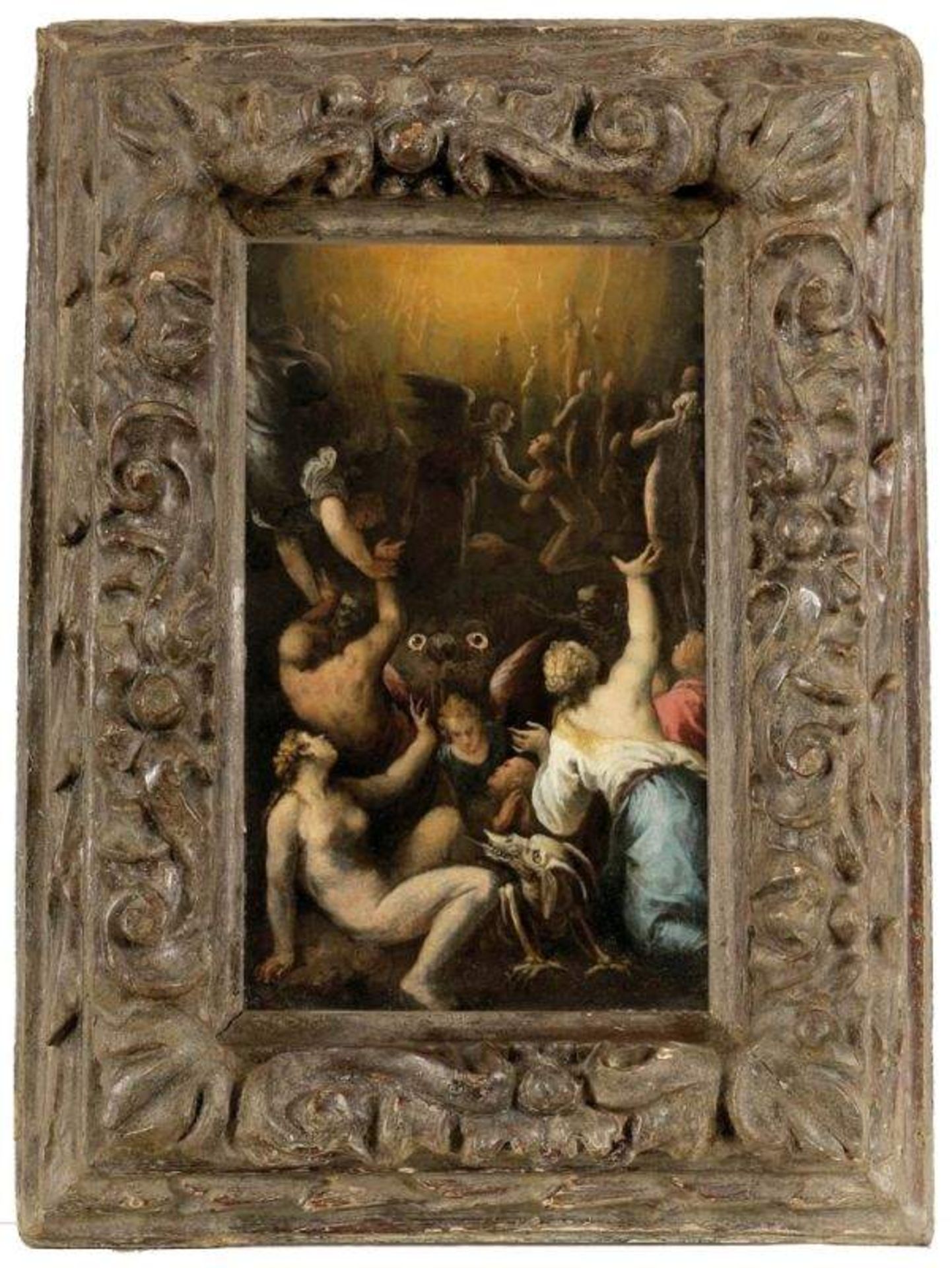 Pietro Meraum 1545 Brüssel - nach 1611 Venedig - Das Jüngste Gericht - Öl/Kupfer. 39 x 22 cm. In - Image 2 of 2