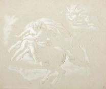Künstler um 1800- Nessus und Deianira - Feder und Kreide/grauem Papier. 37,2 x 44,3 cm. R. u. mit