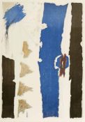 Josef Ebnöther1937 Altstätten - Blaue Fläche - Farblithografie/Papier. 6/75. 63 x 43 cm, 66 x 45,5