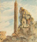 Paul Weiser1877 Erdmannsdorf - 1967 Gera - Der Obelisk der Hatschepsut in Karnak - Aquarell/
