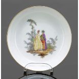 SchälchenMeissen, um 1760. - Galantes Paar in Landschaft - Porzellan, weiß, glasiert. Polychrom