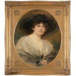 Bertha Wegmann1847 Soglio - 1926 Kopenhagen - Bildnis einer Dame mit Hut - Öl/Lwd. 72 x 59 cm (