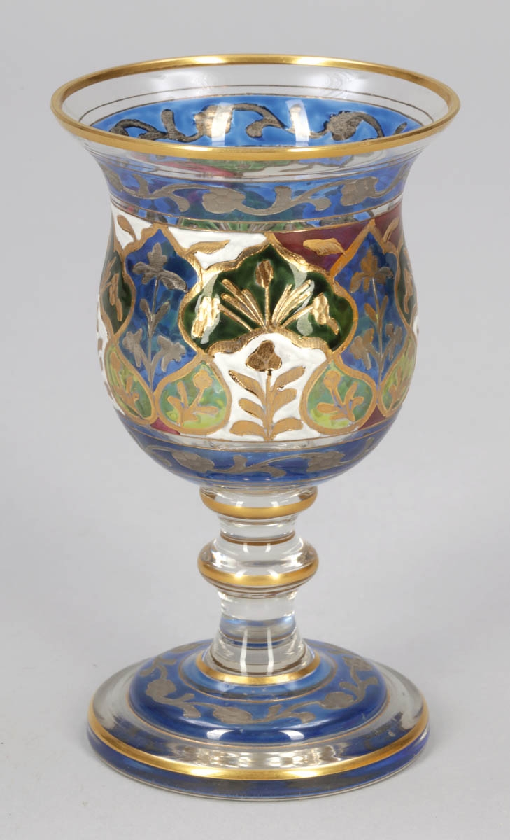 PokalglasPetersdorfer Glashütte Fritz Heckert, um 1900. - "Jodphur" - Farbloses Glas. Poliergold und