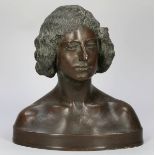 Carl Seffner1861 Leipzig - 1932 Leipzig - Büste einer jungen Frau - Bronze. Braun patiniert. H. 41,5