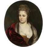 Künstler um 1780- Bildnis einer jungen Dame - Öl/Lwd. (oval). Altdoubl. 70 x 57 cm. - Prov.: