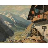 Oskar Mulley1891 Klagenfurt - 1949 Garmisch - "Blick in das obere Inntal" - Öl/Lwd. 55,5 x 71 cm.