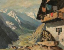 Oskar Mulley1891 Klagenfurt - 1949 Garmisch - "Blick in das obere Inntal" - Öl/Lwd. 55,5 x 71 cm.