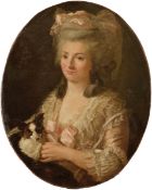 Adélaide Labille-Guiard1749 Paris - 1803 Paris Umkreis - Bildnis einer Dame mit Schoßhund - Öl/