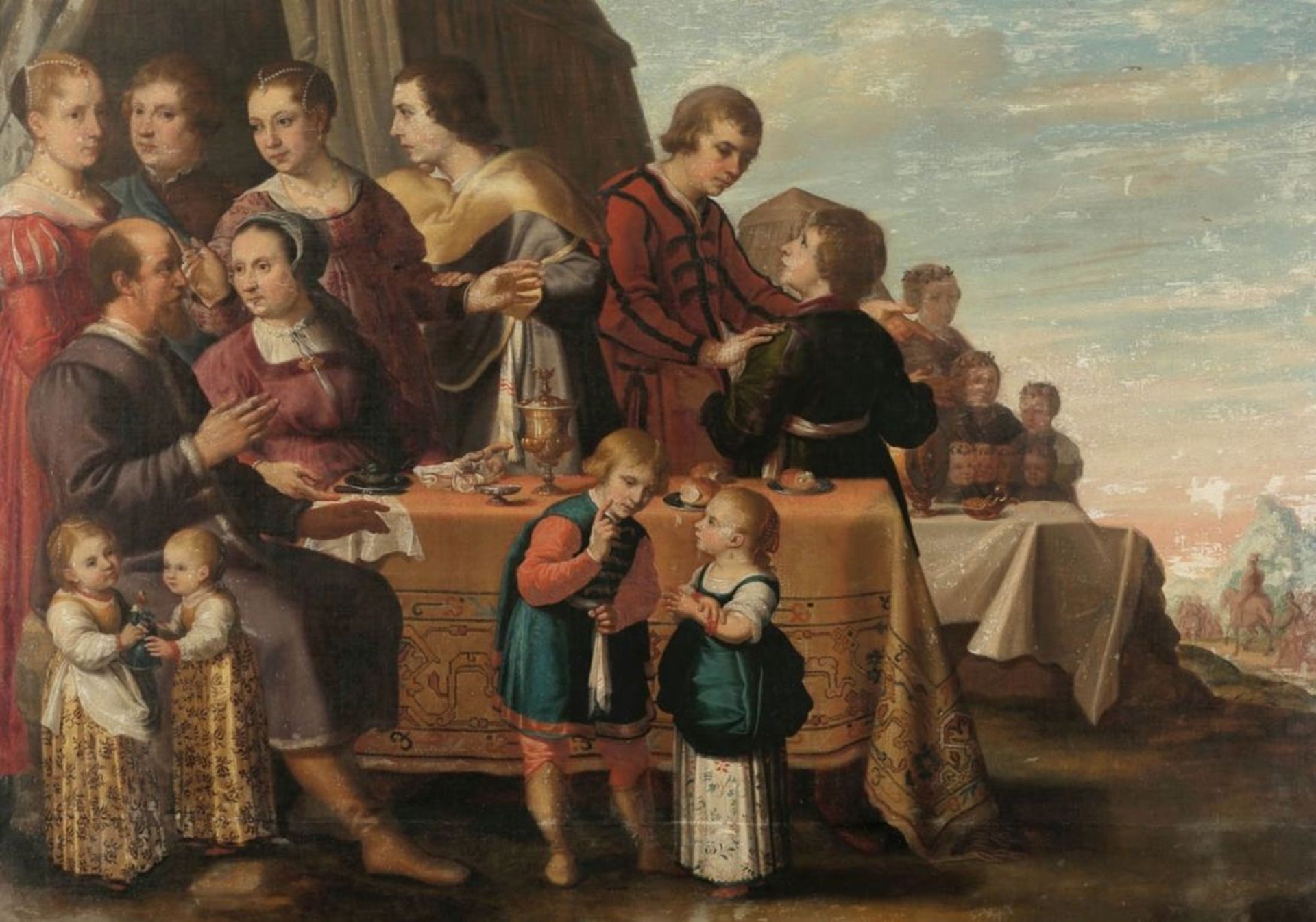 Altmeister der NiederlandeUm 1620/1630. - Porträt einer niederländischen Familie in historischem