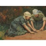 Pius Ferdinand Messerschmitt1858 Bamberg - 1915 München - Zwei Bäuerinnen bei der Arbeit - Öl/