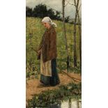 Henri SuykensKünstler des Impressionismus - Landmädchen - Öl/Holz. 57 x 31 cm. Sign. l. u.:H Suykens