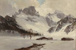 Edward Harrison Compton1881 Feldafing - 1960 Feldafing - "Ronthalalm im Karwendel" - Öl/Lwd. 86 x