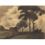 Karl Caspar1879 Friedrichshafen - 1956 Brannenburg - Landschaft mit Bäumen - Kohle/Papier auf