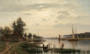 Karl Bennewitz von Löfen d. Ä.1826 Thorn - 1895 Eutin - Spreeufer mit Blick auf Köpenick und die