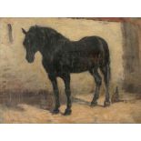 Max Joseph Pitzner1855 Partenkirchen - 1912 München - Pferd im Stall - Öl/Lwd. Doubl. 30,8 x 41