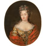 Französicher Maler des 18. Jahrhunderts- Bildnis einer jungen Dame mit Perlencollier - Öl/Lwd. (