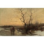 Heinz Flockenhaus1856 Remscheid - 1919 Düsseldorf - Mutter und Kind in winterlicher Landschaft -