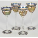 4 unterschiedliche KelchgläserPetersdorfer Glashütte Fritz Heckert, um 1900. - "Jodphur" - Farbloses