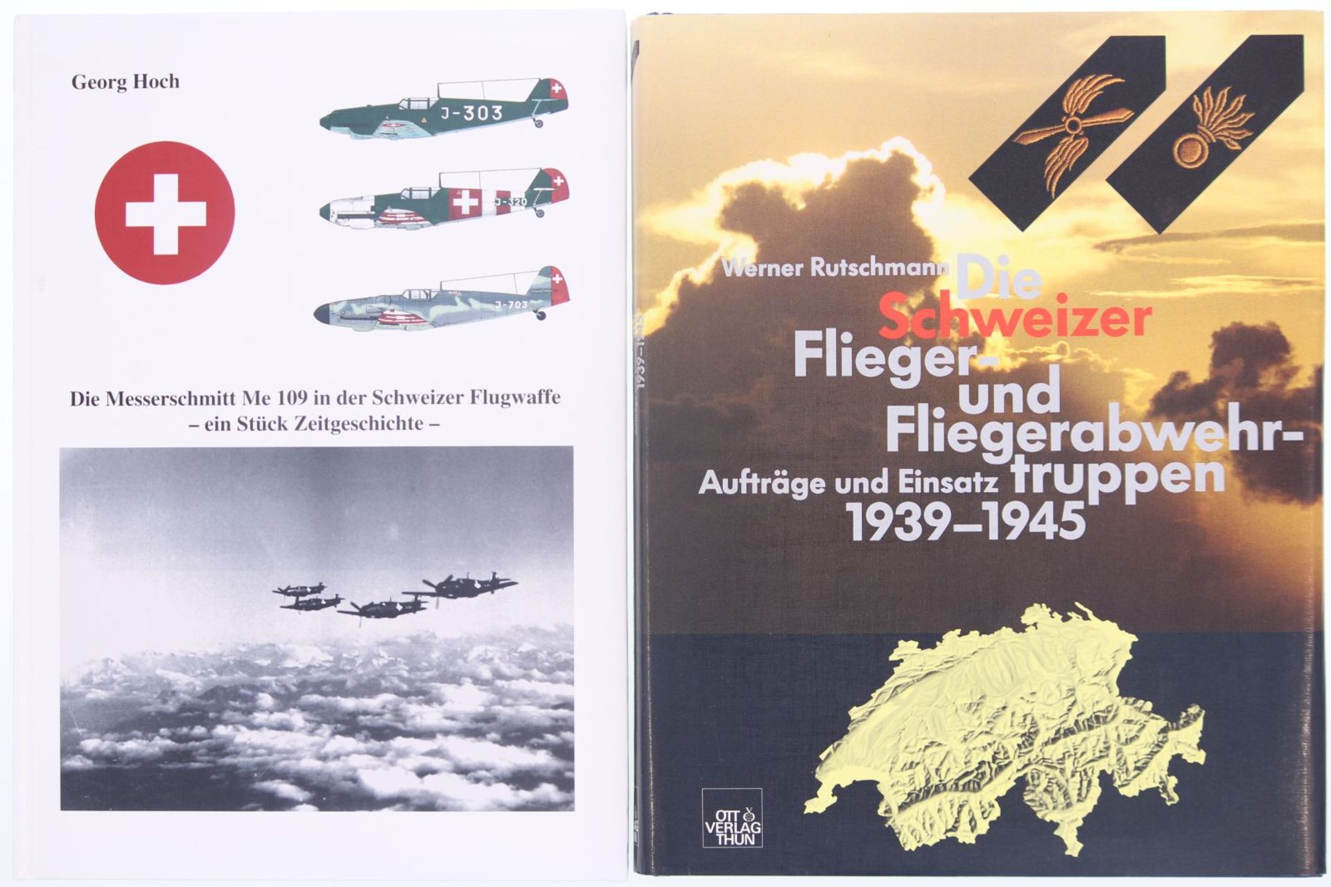 Konvolut von 2 Büchern: 1. Die Schweizer Flieger und Fliegerabwehrtruppen 1939-1945 von Werner
