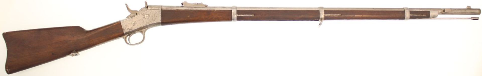 Antikgewehr Remington Rolling Block Rifle 1867, Kal. 11mm. Muskete mit 3 Schaftbändern, LL=89cm,