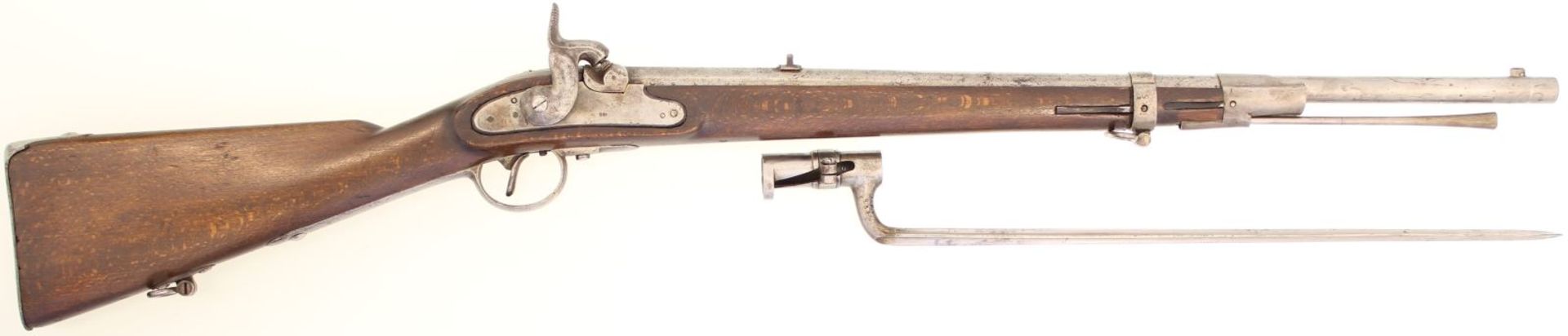 Perkussionsgewehr M 1854 System Lorenz, Kal. 13,9mm. Lauflänge=660mm, Standvisier, Schlossplatte mit