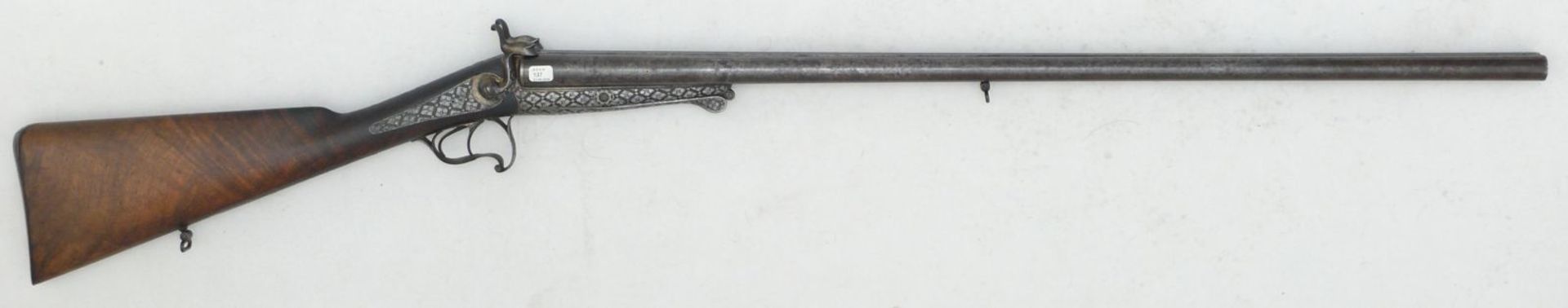 Hahndoppelflinte Lefaucheux, Kal. 16Stiftfeuer. LL=78cm, T-Verschluss mit langem Schlüssel,