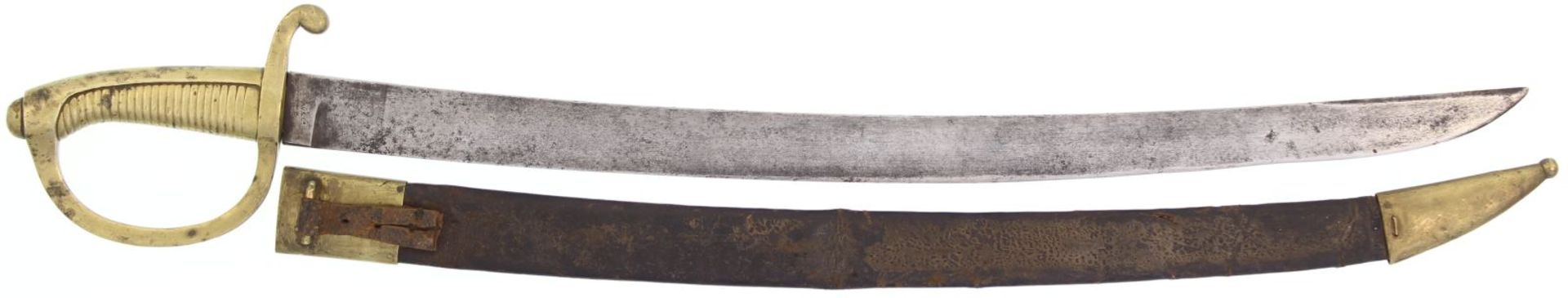 Infanteriesäbel  CH-Ord 1852. Volle, 60cm-lange Rückenklinge, Ricasso gestempelt: W&Co." Einteiliger