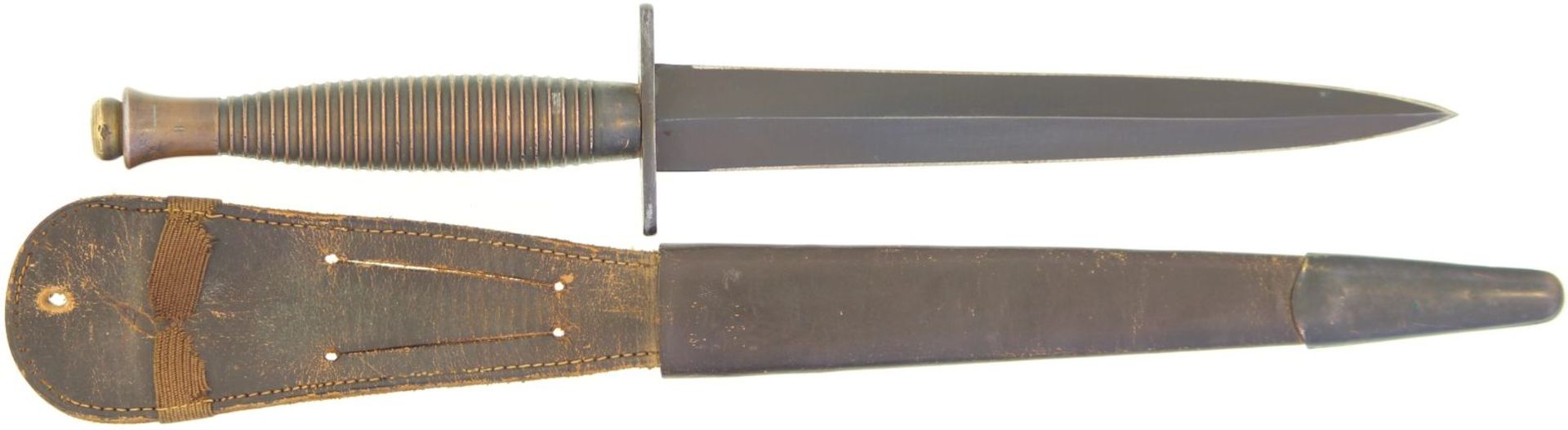Kommandodolch Fairbairn-Sykes, third pattern 1943. 175mm lange symmetrisch geschliffene, geschwärzte