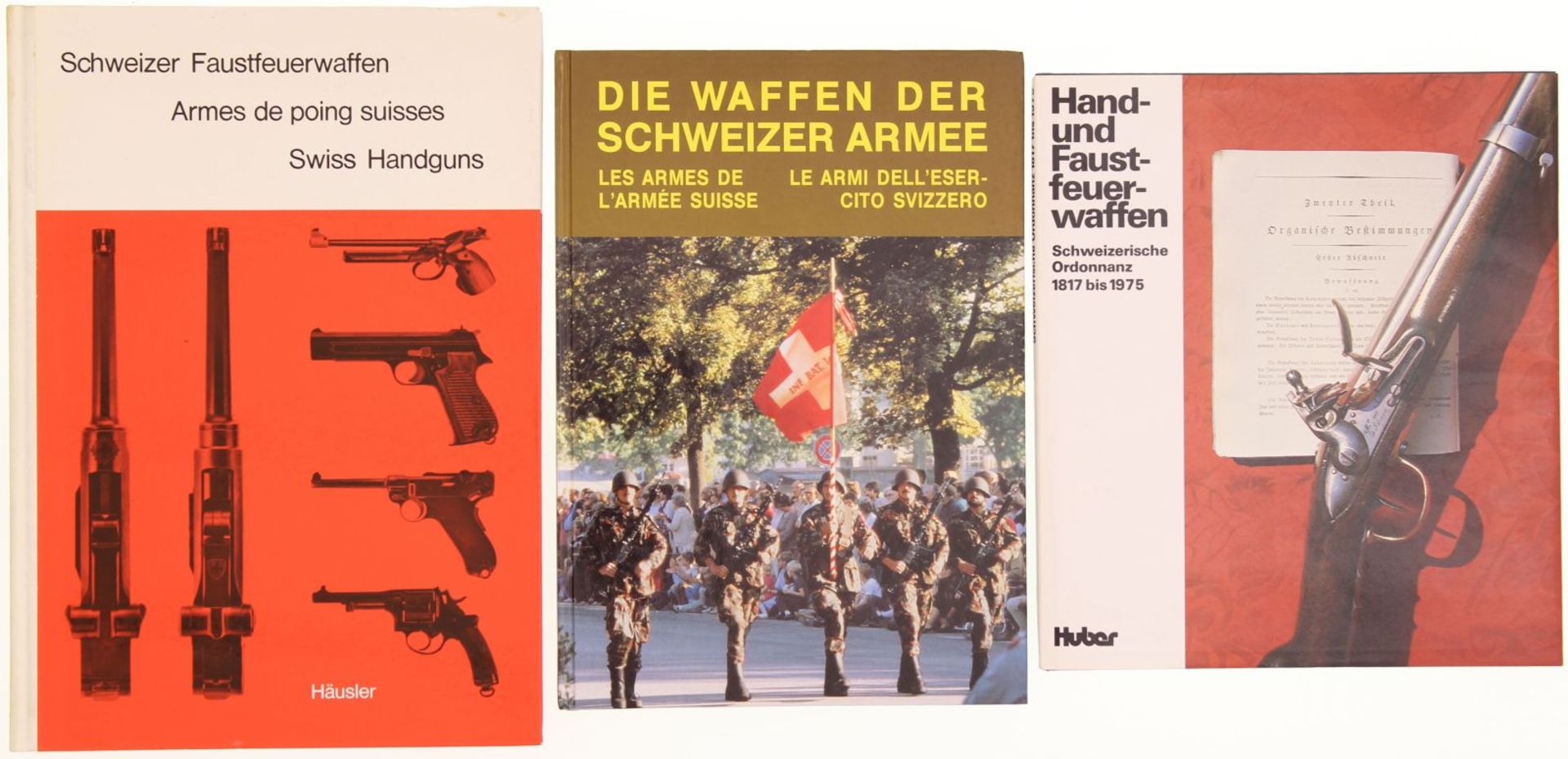 Konvolut von 3 Büchern: 1. Die Waffen der Schweizer Armee von Ernst Hostettler, 2. Schweizer