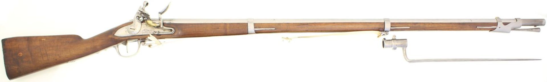 Steinschlossgewehr, französische Ordonnanz M 1777, corr. 1810, Kal. 17.6mm. Lauflänge 113cm,