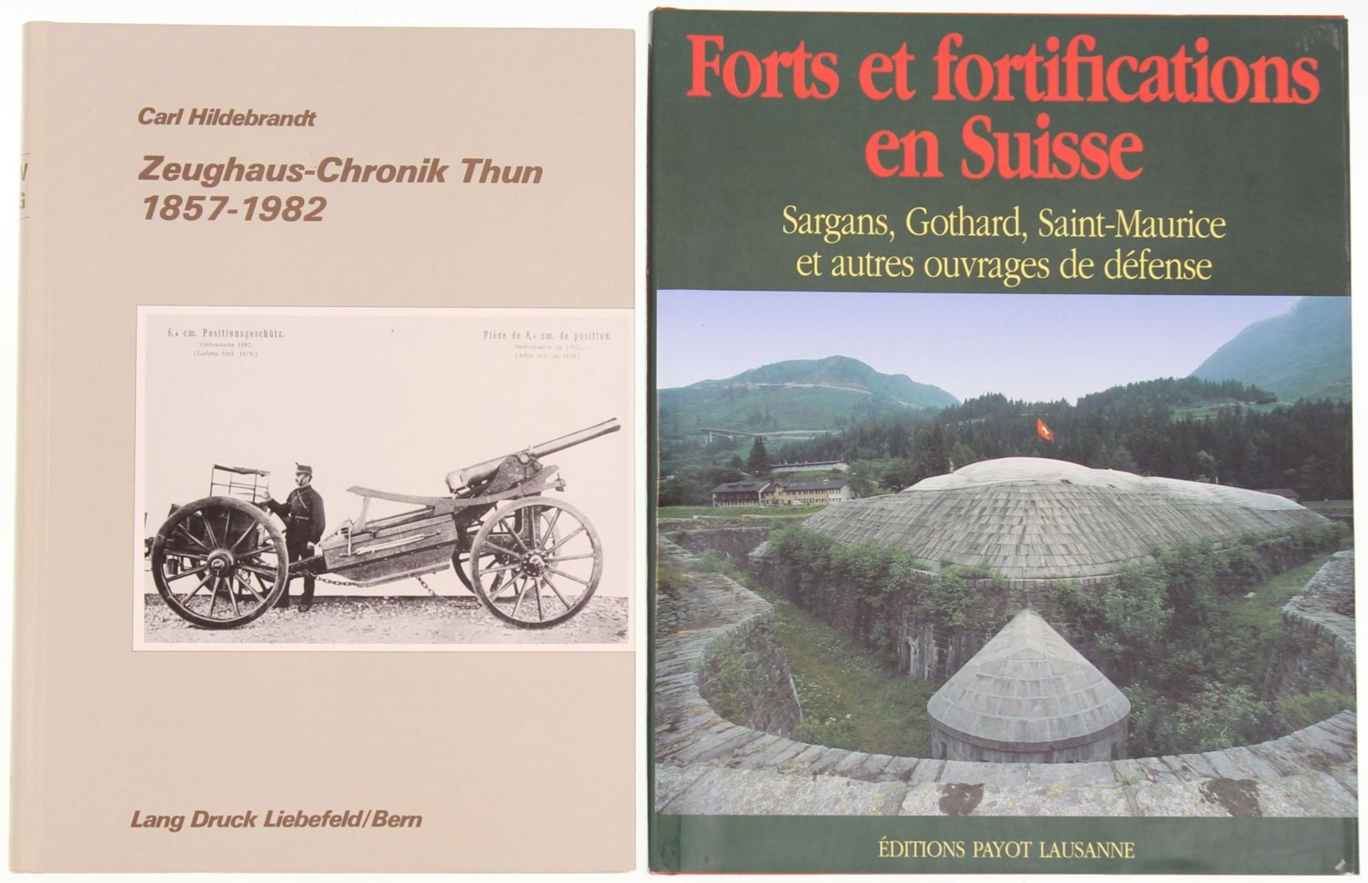 Konvolut von 2 Büchern: 1. Forts et fortifications en Suisse Sargans, Gotthard, Saint-Maurice, 2.