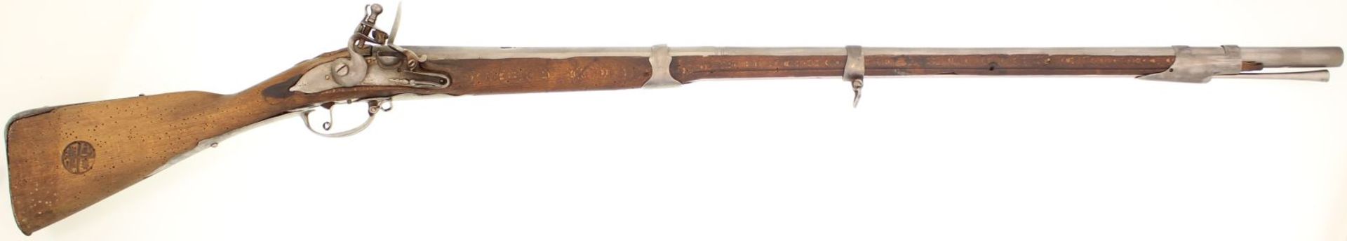 Steinschlossgewehr, deutsch oder österreichisch um 1740, Kal. 18mm, Lauflänge 101cm, Totallänge