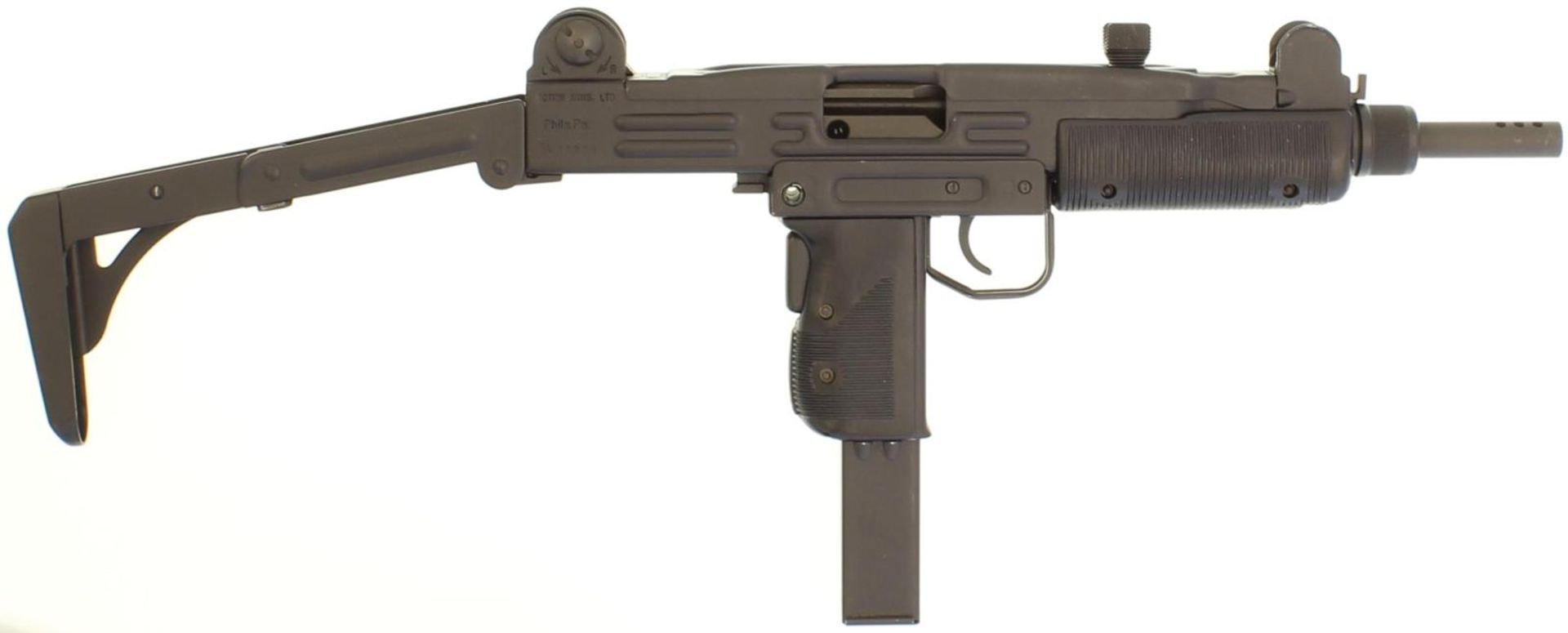 Selbstladebüchse, IMI, UZI Mod. B, Kal. 9mmP. LL 260mm. Brüniertes Stahlblechgehäuse, - Bild 2 aus 2