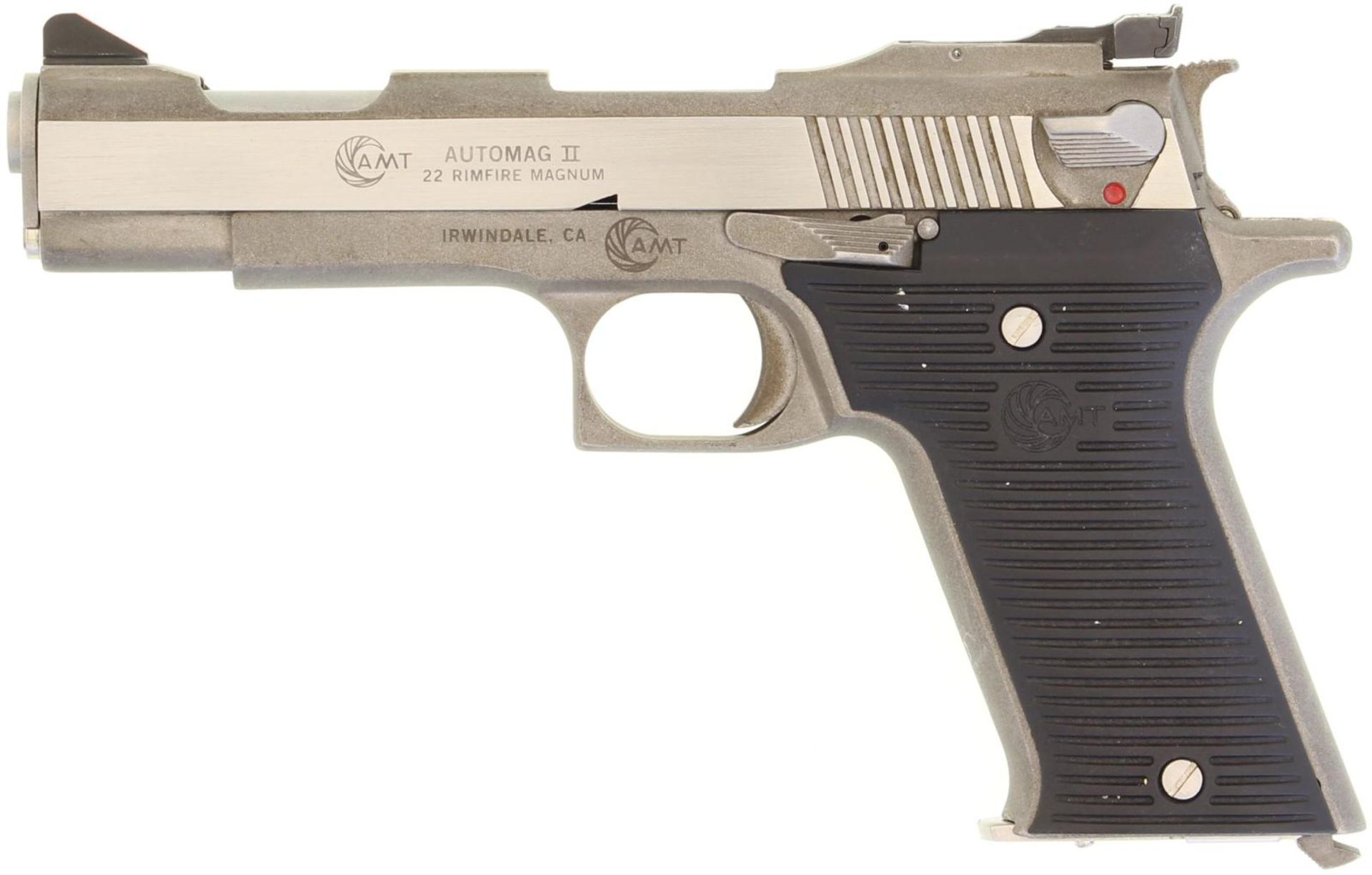 Pistole, AMT AutoMag II, Kal. .22Mag. Aus Stahlguss gefertigte Waffe mit SA-Abzug. Griffstück und