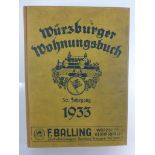 Wohnungsbuch Würzburg, Jahrgang 1933, saubere ErhaltungMindestpreis: 30 EUR