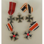 Konvolut EK 2, 3x Eisernes Kreuz 2. Klasse / I. WK, 2x Eisernes Kreuz 2. Klasse / II. WK,tlw. m.