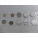 Konvolut Münzen, insgesamt 10 Stück, u.a. Kaiserreich Preussen 3x 3 Mark 1912/13, RubelRussland